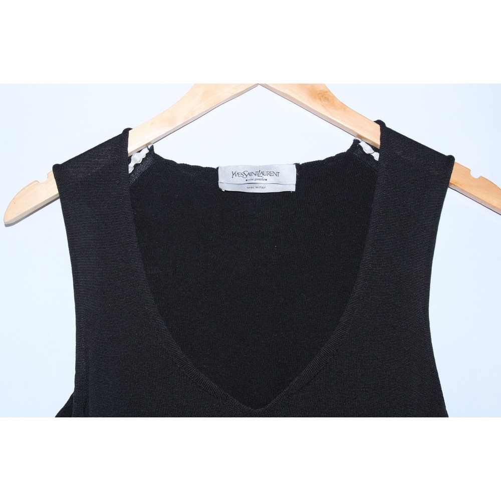 Yves Saint Laurent Women's Large Black White Wool Knit Vest - Picture 2 of 9